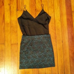 Teal and black Brocade lined skirt